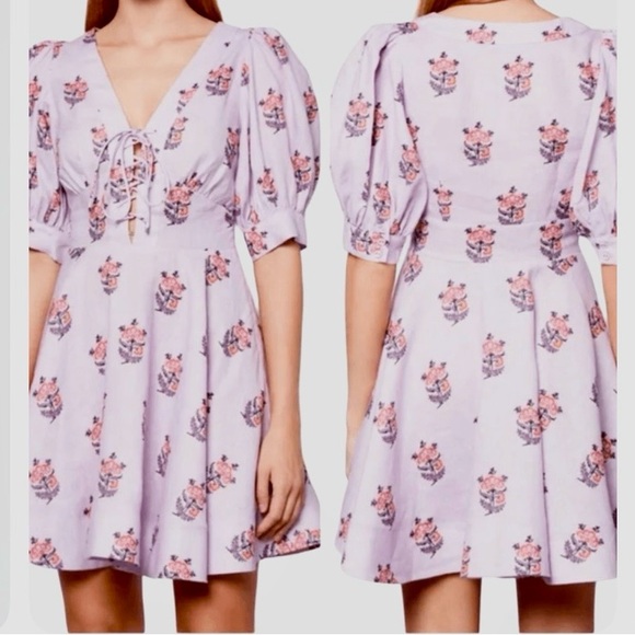 House of Harlow 1960 Dresses & Skirts - House of Harlow 1960 Floral Linen Blend Dress
Puff Sleeves Front Lace Size 4